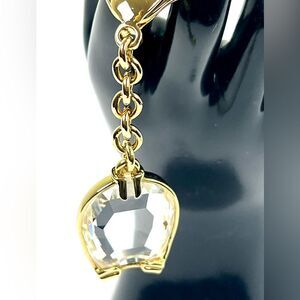 Swarovski Gold Horseshoe Keychain with Crystal Pendant